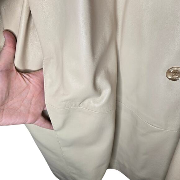 NWT Images by Damselle Premium Lamb Leather Nude Coat w/ Detachable Fox Fur Hood - Picture 4 of 15